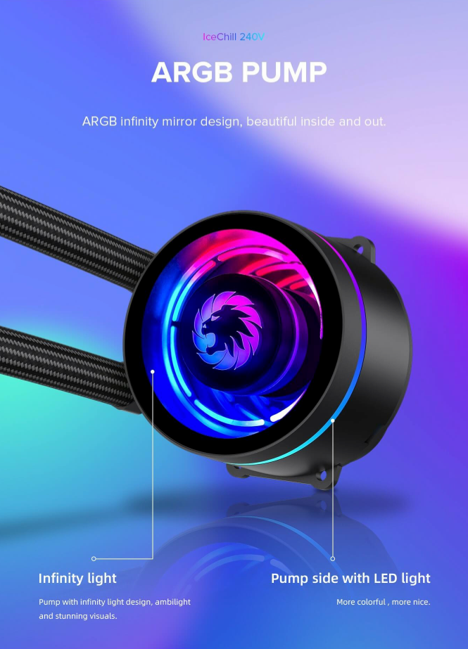 GameMax CPU Liquid Cooler lceChill 240V Black