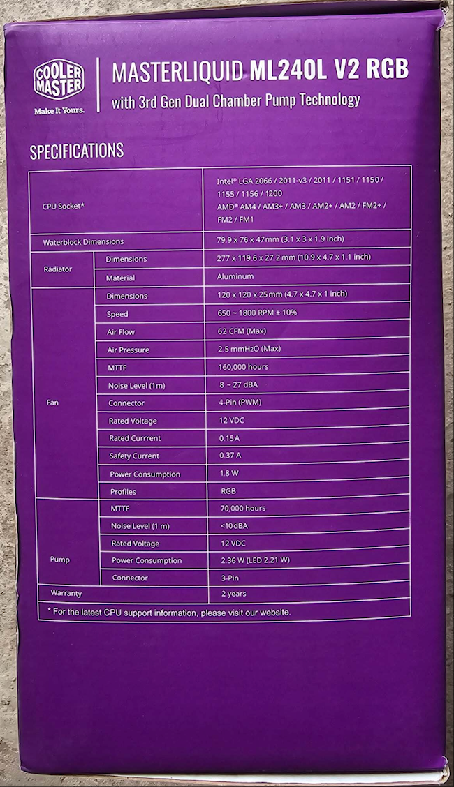 Cooler Master Masterliquid ML240L V2 RGB water cooling