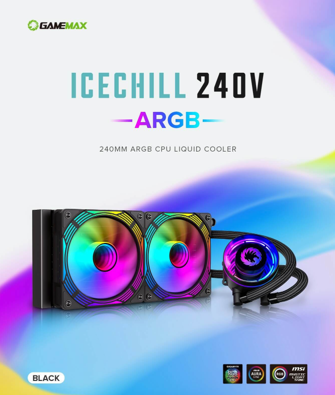 GameMax CPU Liquid Cooler lceChill 240V Black