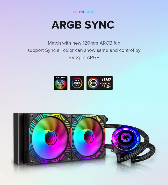 GameMax CPU Liquid Cooler lceChill 240V Black